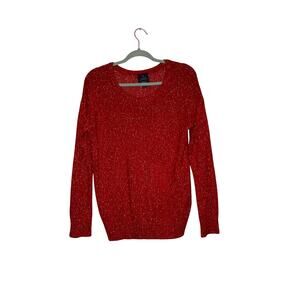 🧡$5 AMERICAN EAGLE OUTFITTERS Red Crewneck Sweater with Marled Texture